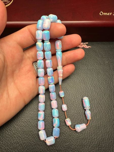 Kapsül Model Mavi Renk Sentetik Opal Tesbih