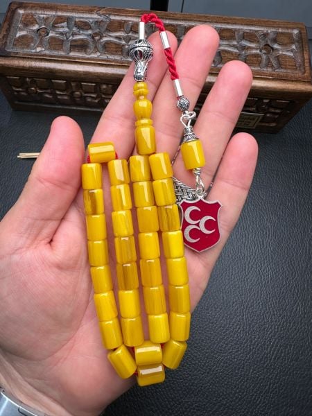 Yakup Kara Usta İşi Çubuk Sıkma Kehribar Tesbih