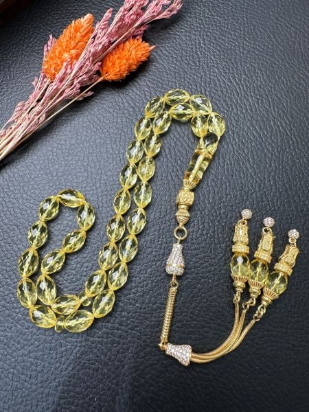 Beyzi Model Faseta Kesim Şeffaf Kaya Damla Kehribar Tesbih