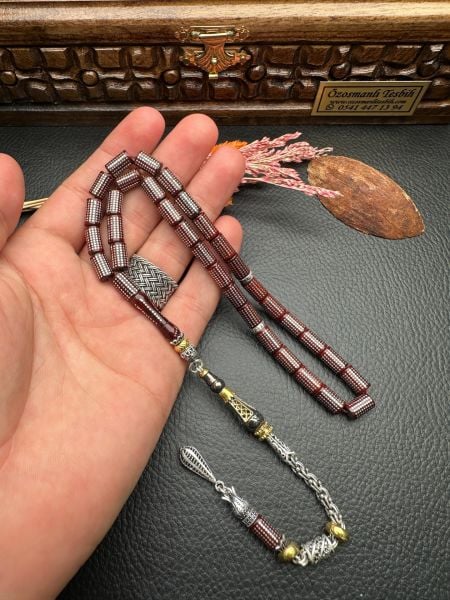 Kesme Model Gümüş İşlemeli Kuka Tesbih