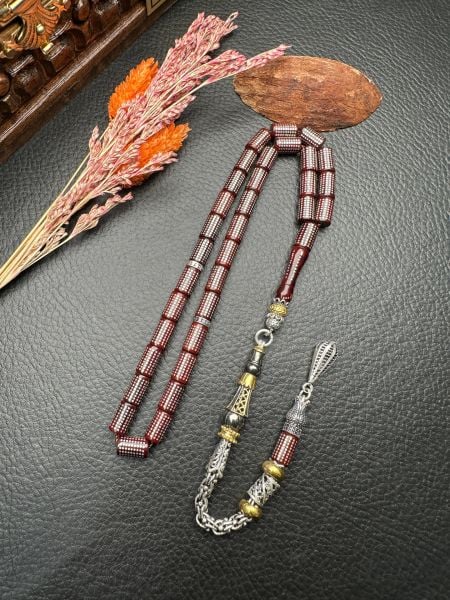 Kesme Model Gümüş İşlemeli Kuka Tesbih