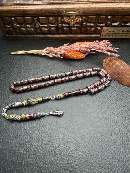 Kesme Model Gümüş İşlemeli Kuka Tesbih