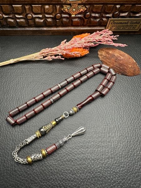 Kesme Model Gümüş İşlemeli Kuka Tesbih