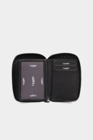 Guard Fermuarlı Model Siyah Renk Deri Mini Cüzdan