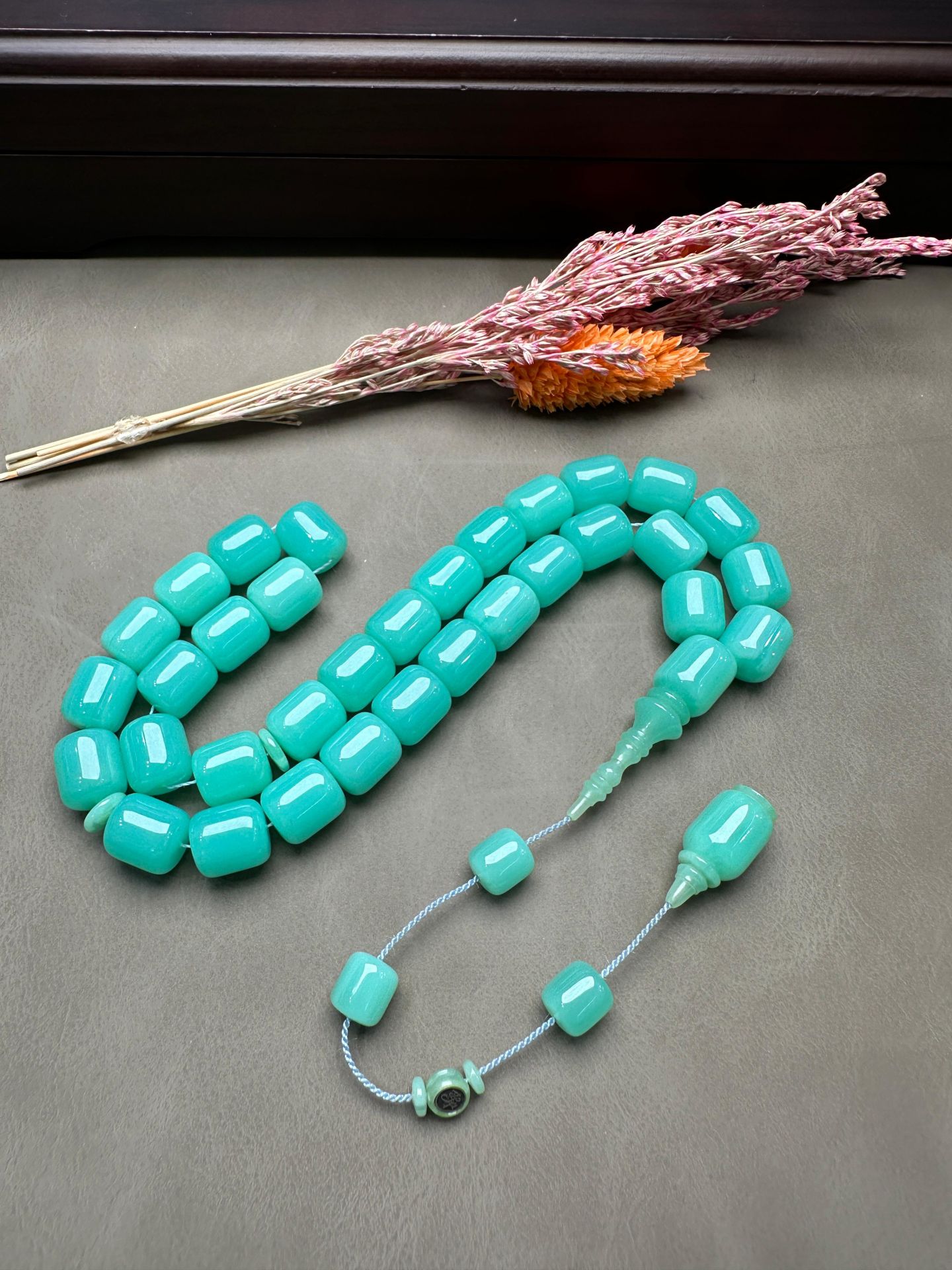 Basık Model Turkuaz Renk Eski Alman Katalin Tesbih