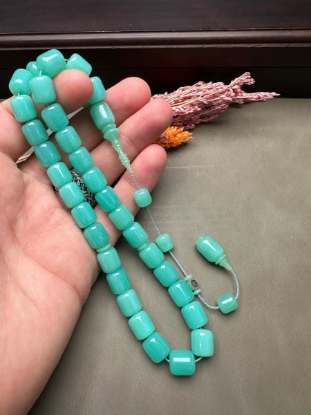 Basık Model Turkuaz Renk Eski Alman Katalin Tesbih