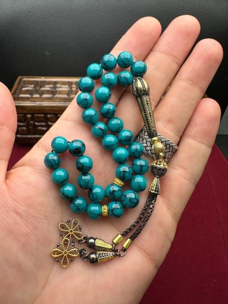 Küre Model Turkuaz Taşı Doğal Taş Tesbih