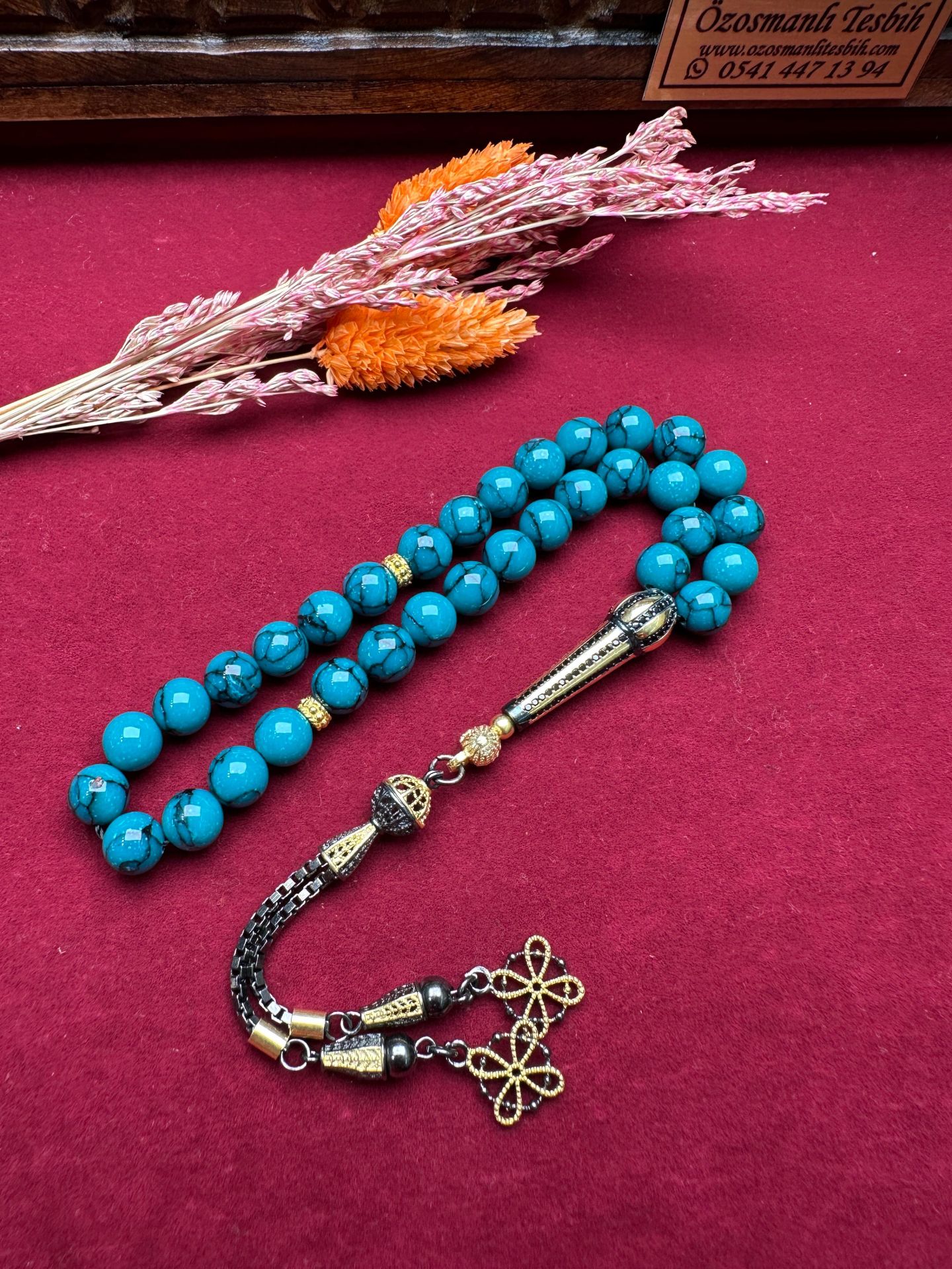 Küre Model Turkuaz Taşı Doğal Taş Tesbih