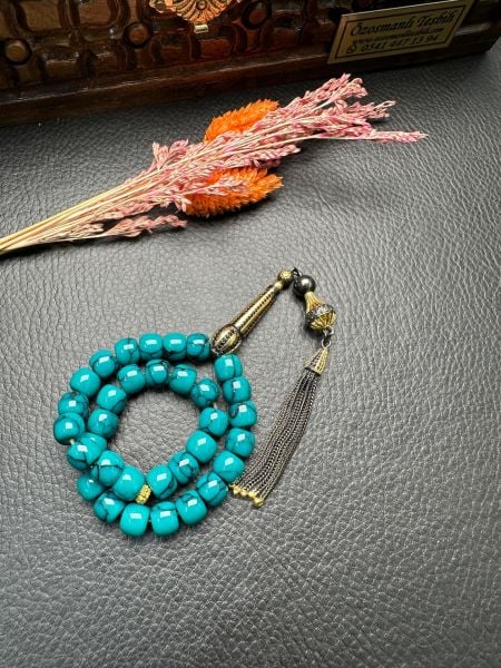 Basık Model Turkuaz Taşı Doğal Taş Tesbih