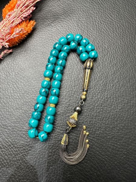 Basık Model Turkuaz Taşı Doğal Taş Tesbih