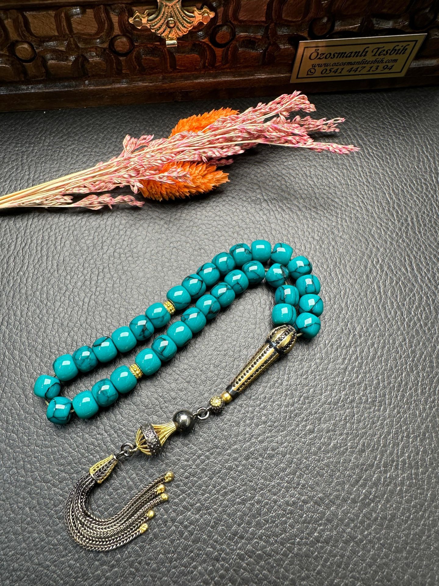 Basık Model Turkuaz Taşı Doğal Taş Tesbih