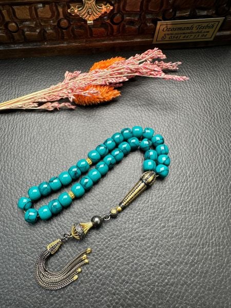 Basık Model Turkuaz Taşı Doğal Taş Tesbih