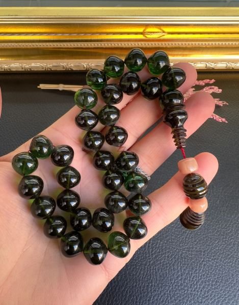 Armudi Model Ateş Kehribar Tesbih