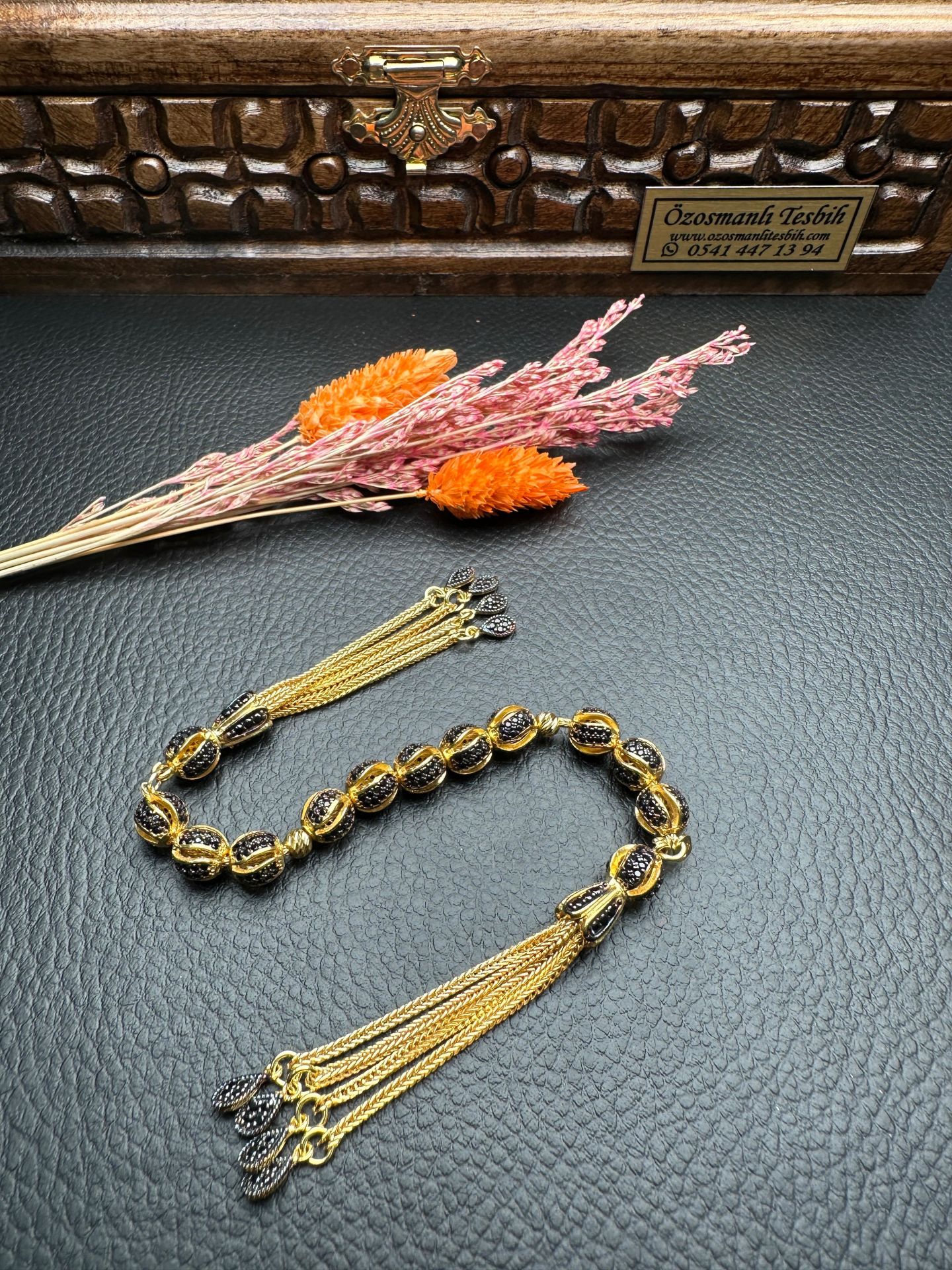 Gold Renk Özel Tasarım Zaza Gümüş Tesbih