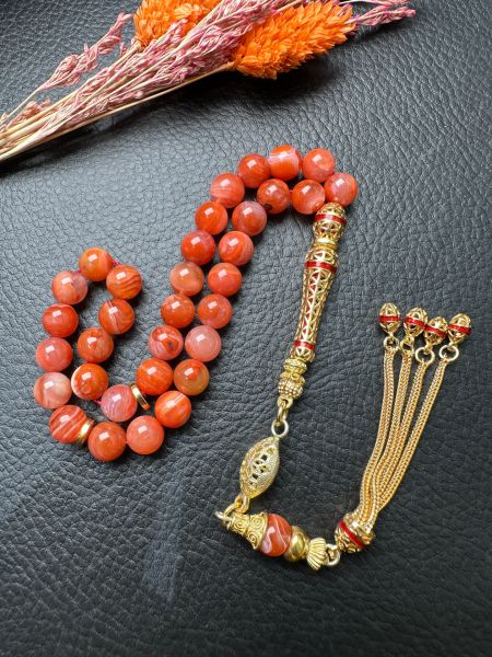 Küre Model Yemen Akik  Doğal Taş Tesbih