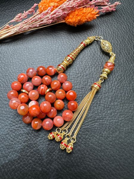 Küre Model Yemen Akik  Doğal Taş Tesbih