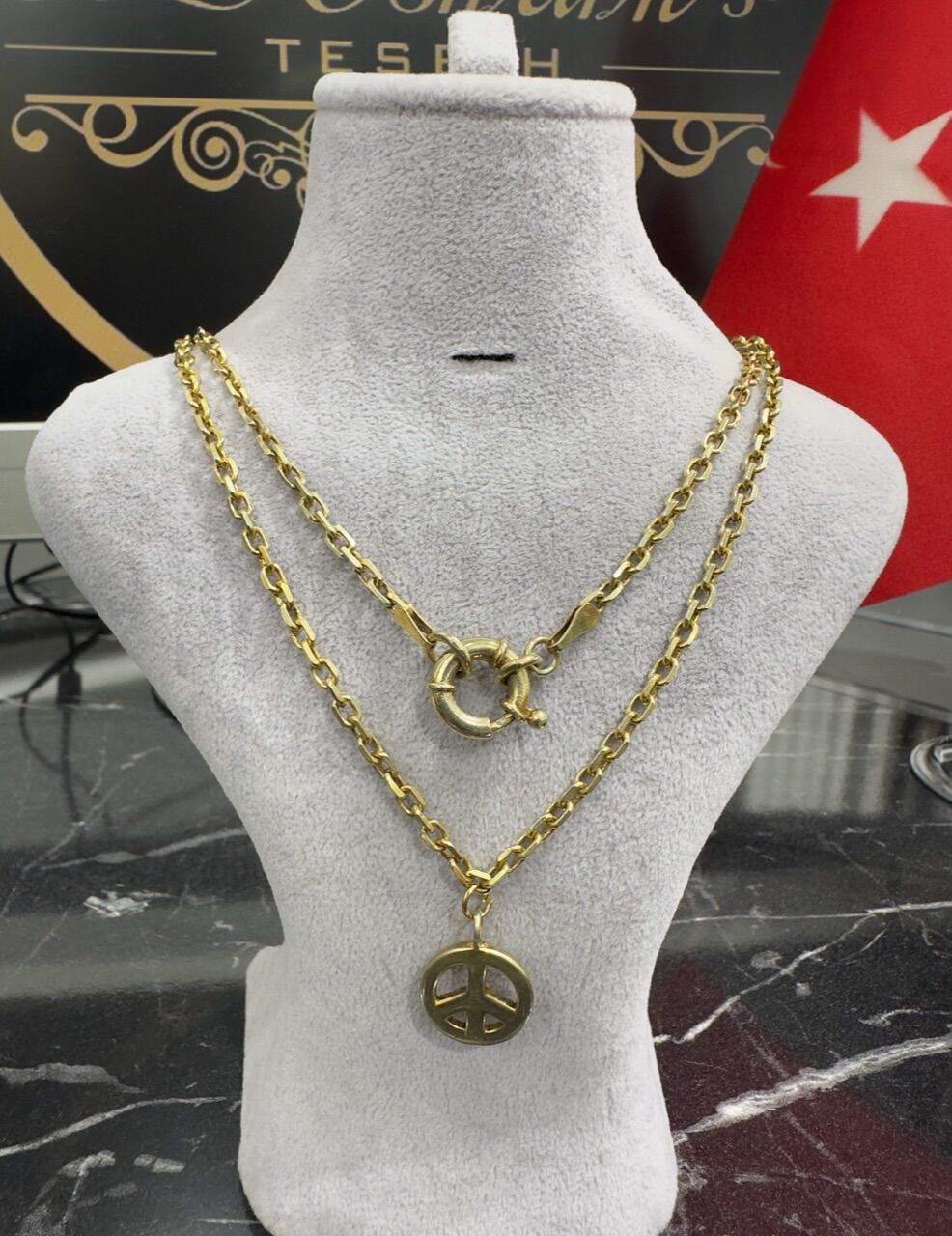 Altın Yaldız Kaplama Gümüş Kolye