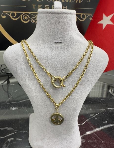 Altın Yaldız Kaplama Gümüş Kolye