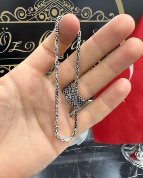 Gümüş Kolye Ve Bileklik Kral Zincir Set