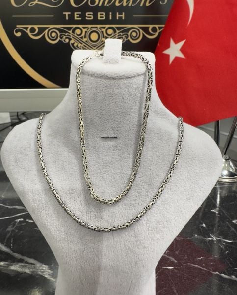 Gümüş Kolye Ve Bileklik Kral Zincir Set