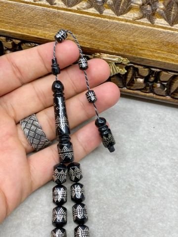 Kapsül Model 925 Ayar Gümüş İşlemeli Kuka Tesbih