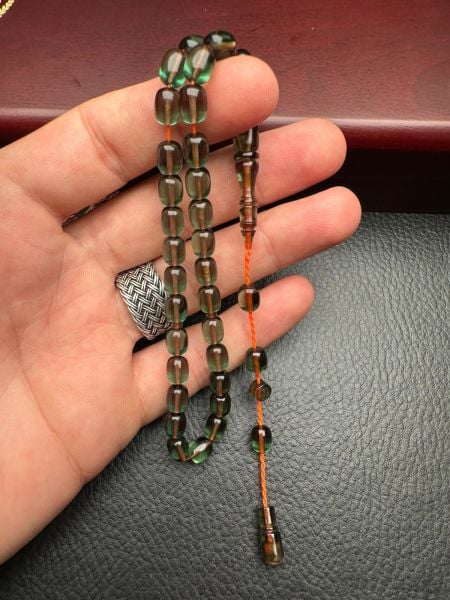 Küçük Boy Kapsül Model  Ateş Kehribar Tesbih