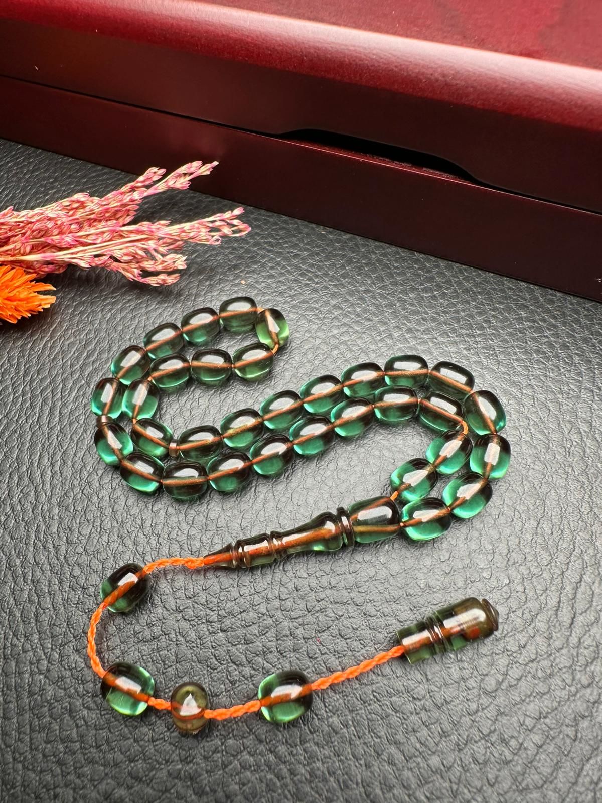 Küçük Boy Kapsül Model  Ateş Kehribar Tesbih