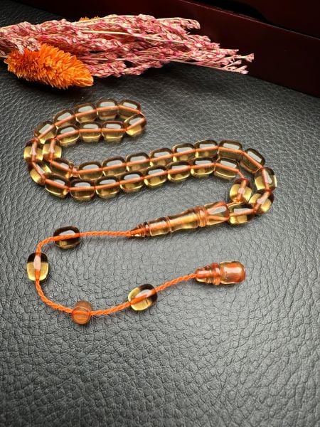 Küçük Boy Kapsül Model  Ateş Kehribar Tesbih