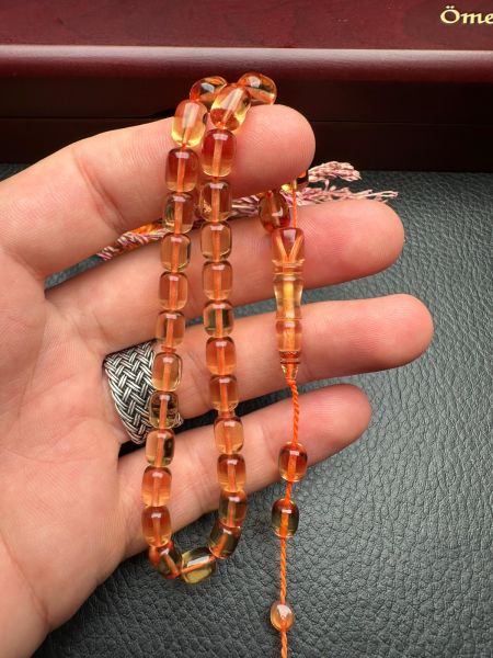 Küçük Boy Kapsül Model  Ateş Kehribar Tesbih