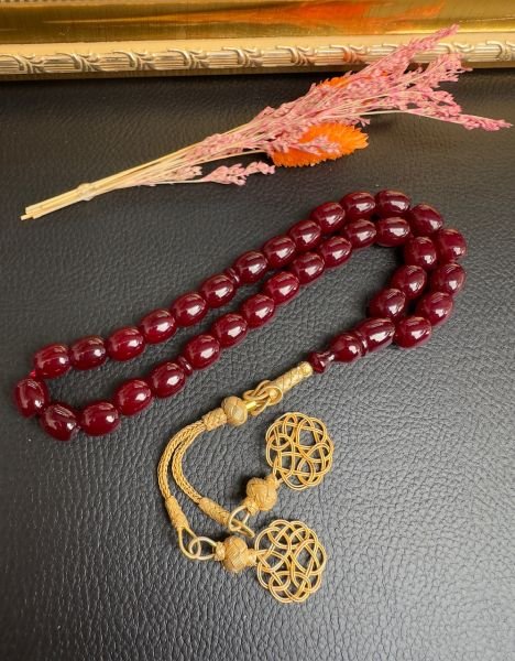 Badem Model Çubuk Sıkma Kehribar Tesbih