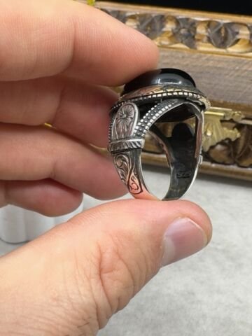 Siyah 925 Ayar Gümüş Erkek Yüzük