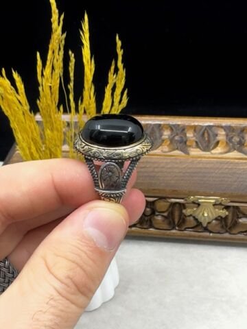 Siyah 925 Ayar Gümüş Erkek Yüzük