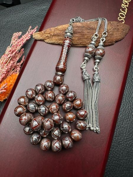 Küre Model Gümüş  İşlemeli Kuka Tesbih