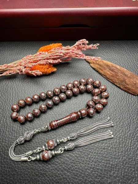 Küre Model Gümüş  İşlemeli Kuka Tesbih