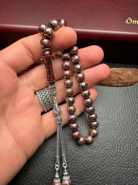 Küre Model Gümüş  İşlemeli Kuka Tesbih