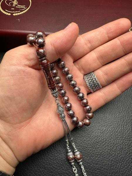 Küre Model Gümüş  İşlemeli Kuka Tesbih