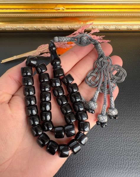 Basık Model Sıkma Kehribar Tesbih