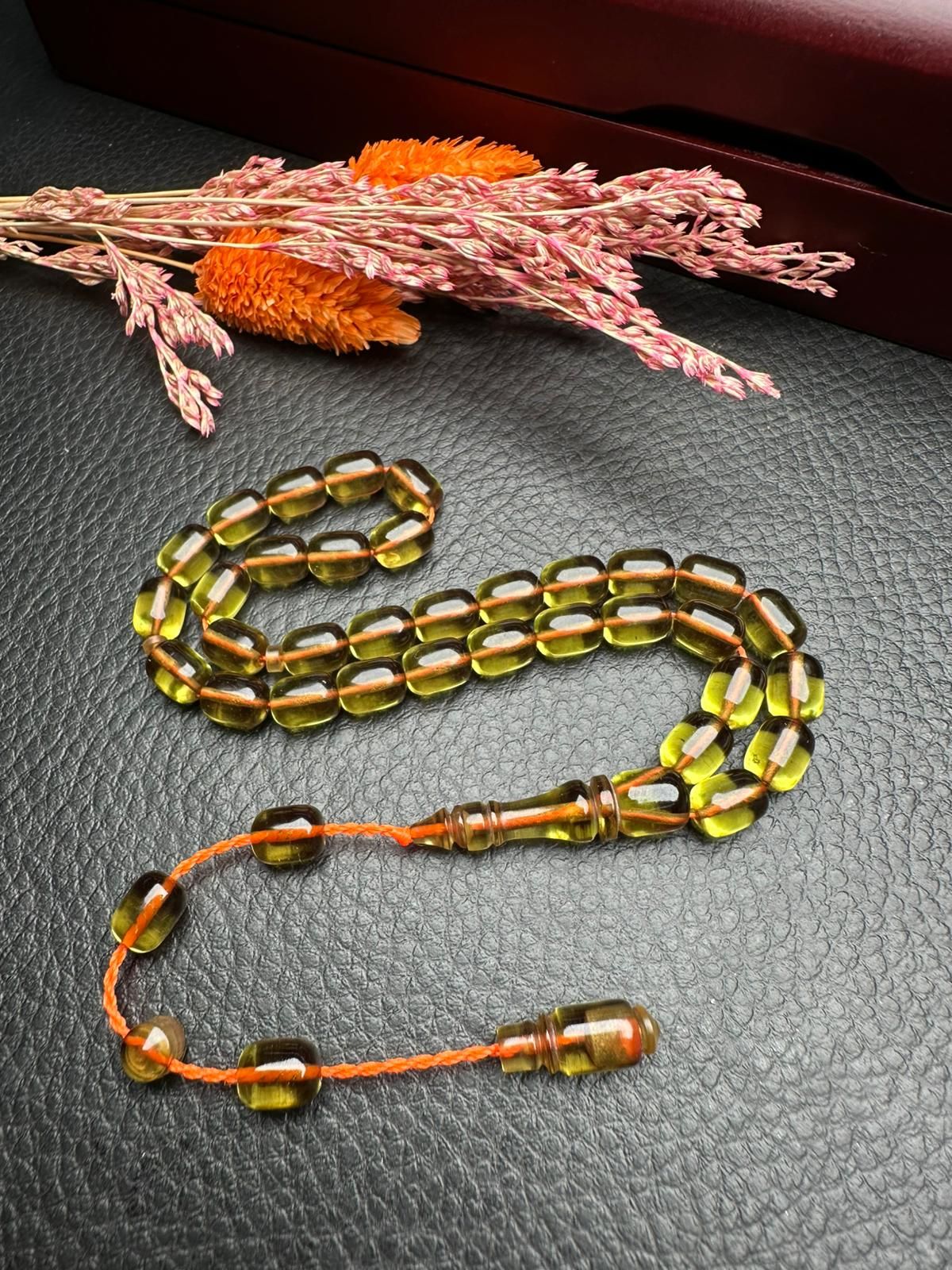 Küçük Boy Kapsül Model  Ateş Kehribar Tesbih