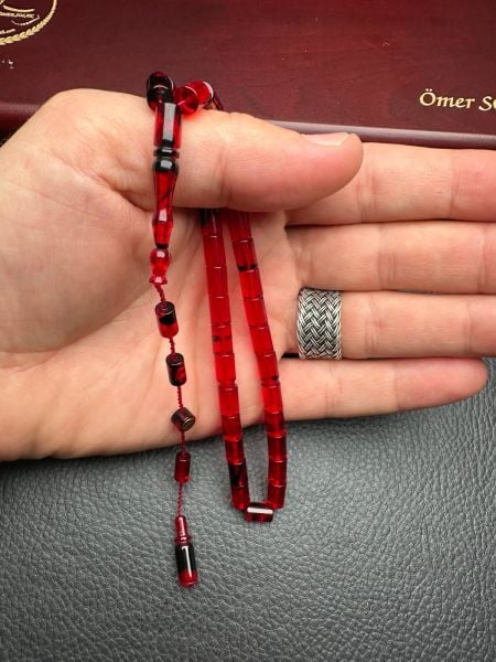 Küçük Boy Kesme Model  Ateş Kehribar Tesbih