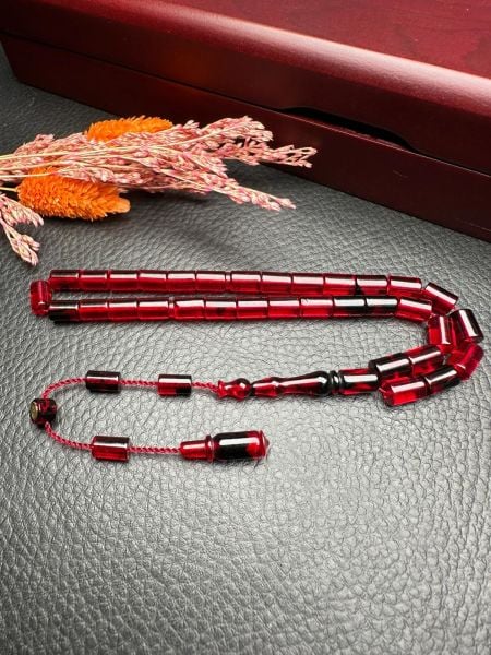 Küçük Boy Kesme Model  Ateş Kehribar Tesbih