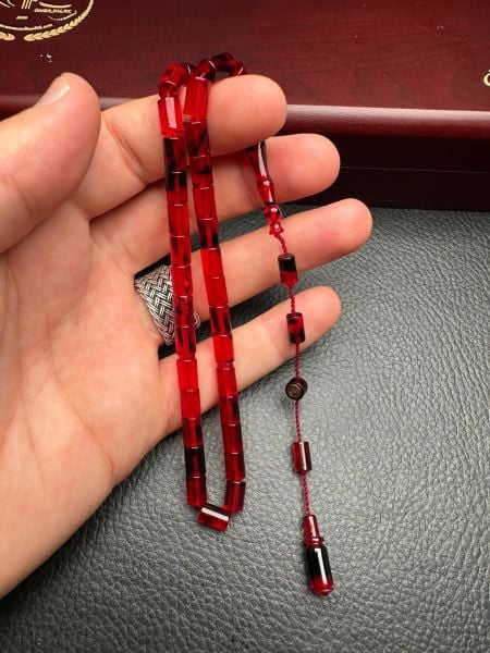 Küçük Boy Kesme Model  Ateş Kehribar Tesbih