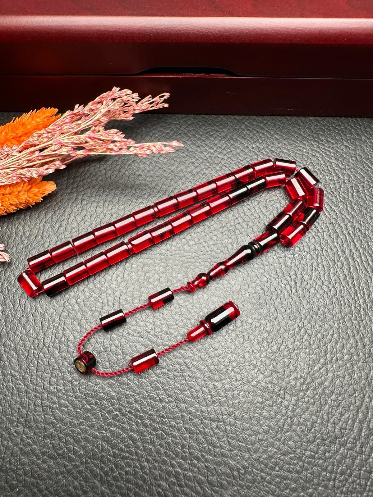 Küçük Boy Kesme Model  Ateş Kehribar Tesbih