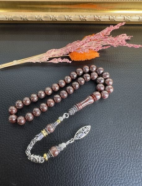 Küre Model Gümüş İşlemeli Kuka Tesbih