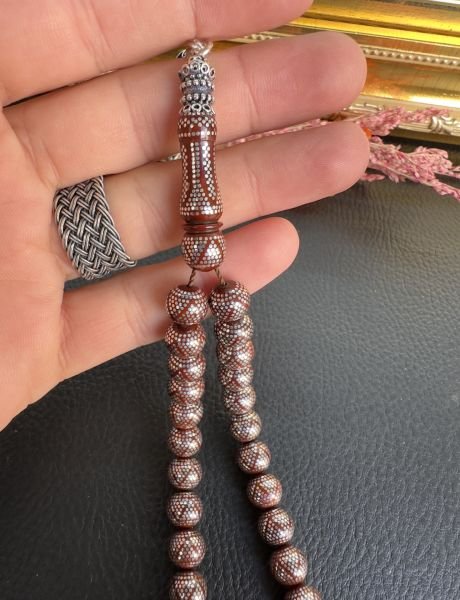 Küre Model Gümüş İşlemeli Kuka Tesbih