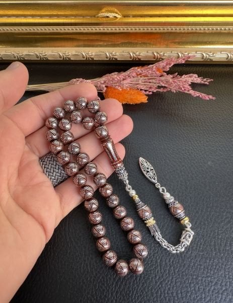 Küre Model Gümüş İşlemeli Kuka Tesbih