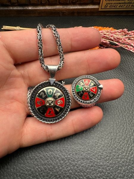 Özel Tasarım Gümüş Erkek  Kolye ve Yüzük Set