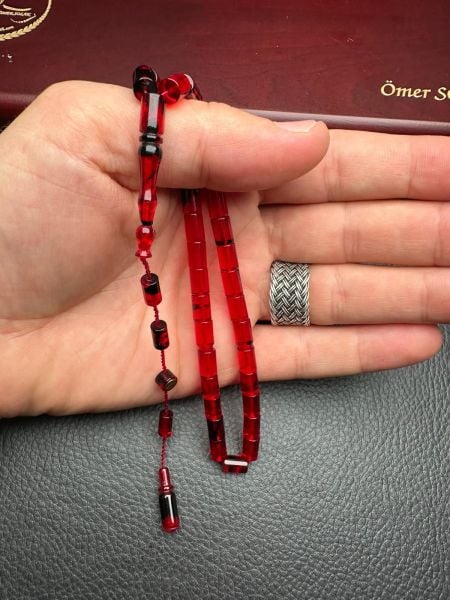 Küçük Boy Kesme Model  Ateş Kehribar Tesbih
