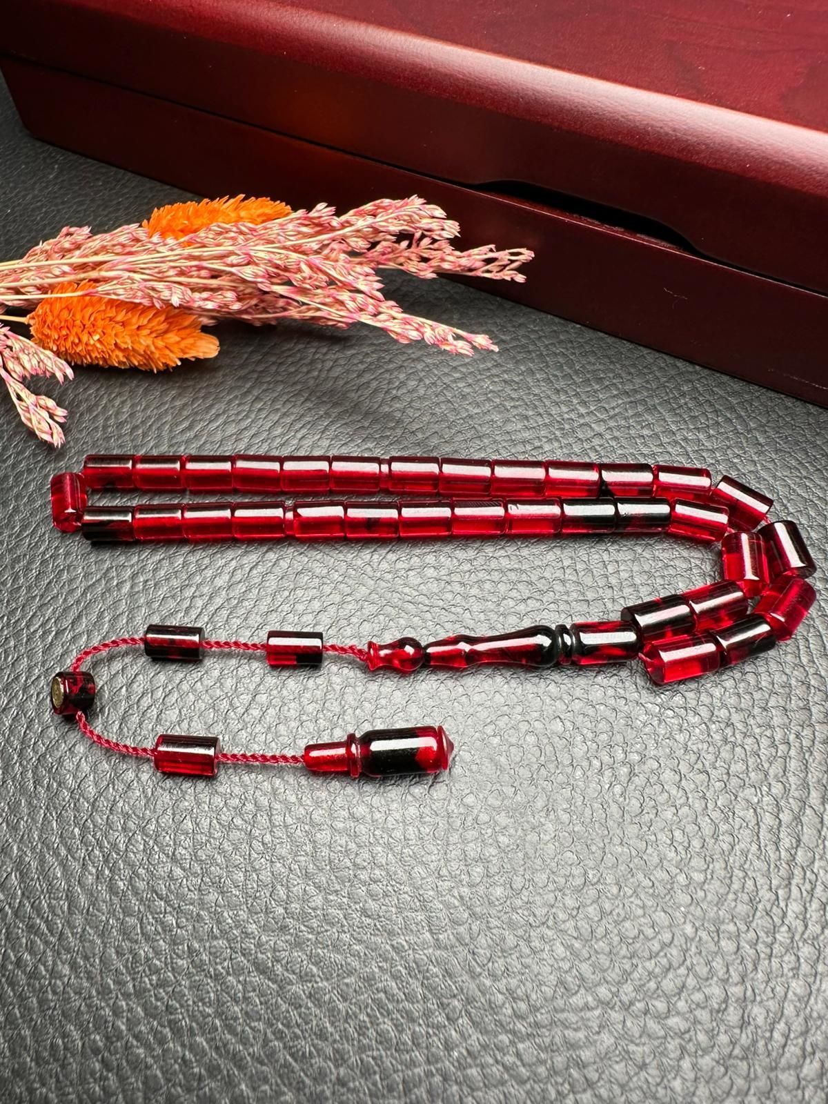 Küçük Boy Kesme Model  Ateş Kehribar Tesbih