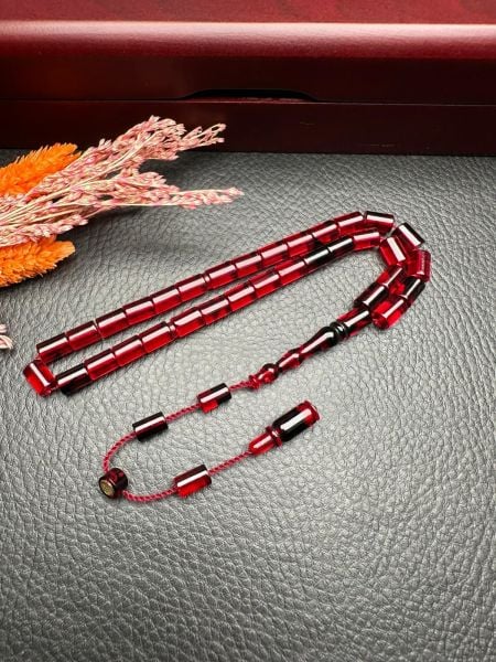 Küçük Boy Kesme Model  Ateş Kehribar Tesbih