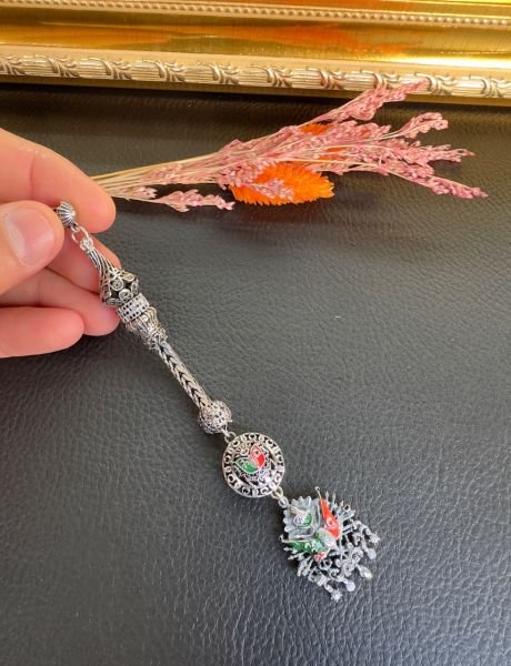 Osmanlı Arması Özel Tasarım Gümüş Püskül